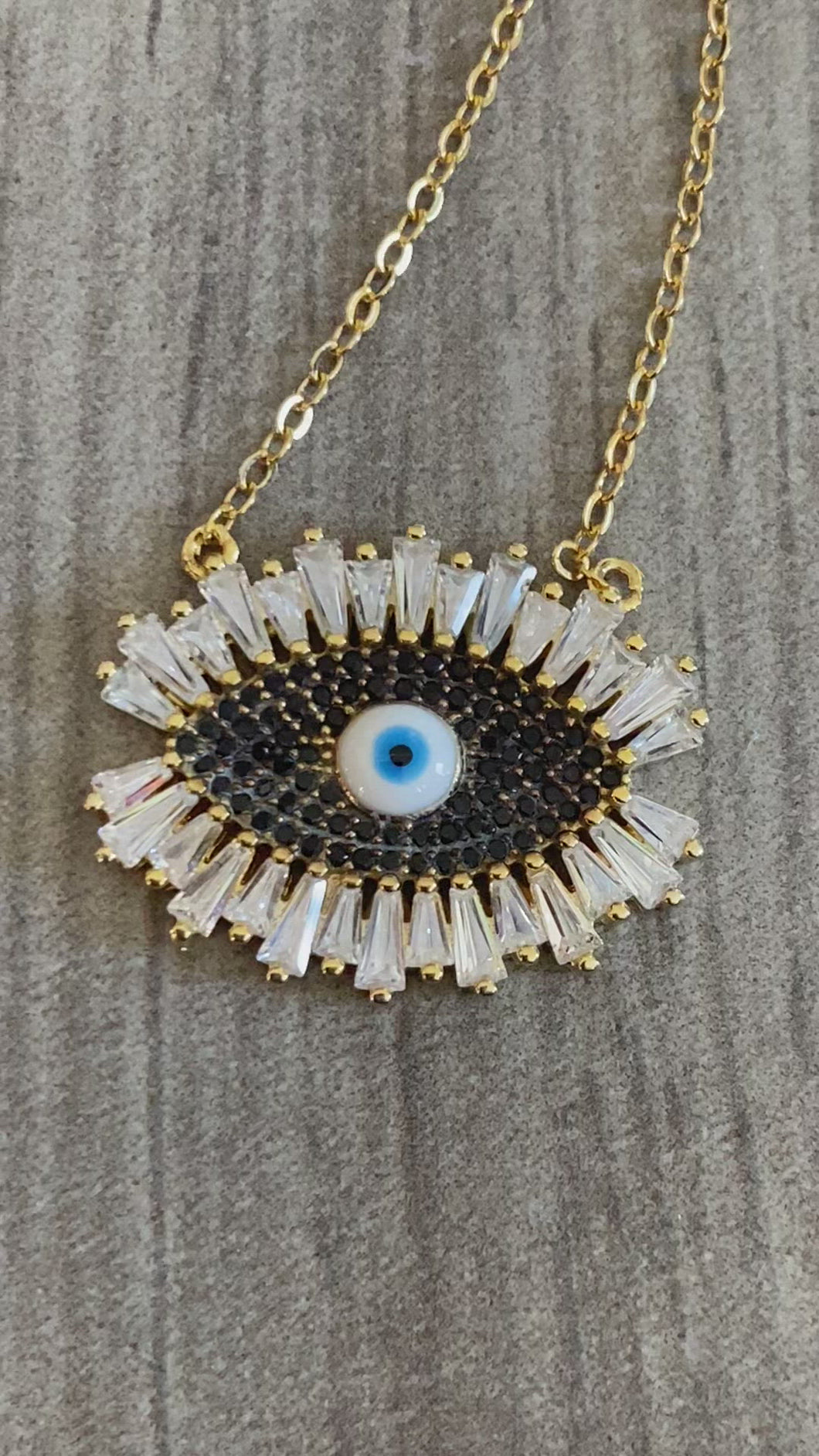 Black Stone Evil Eye Necklace