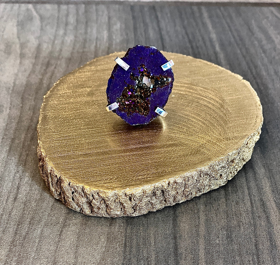 European Oversized Blue Crystal Boho Ring