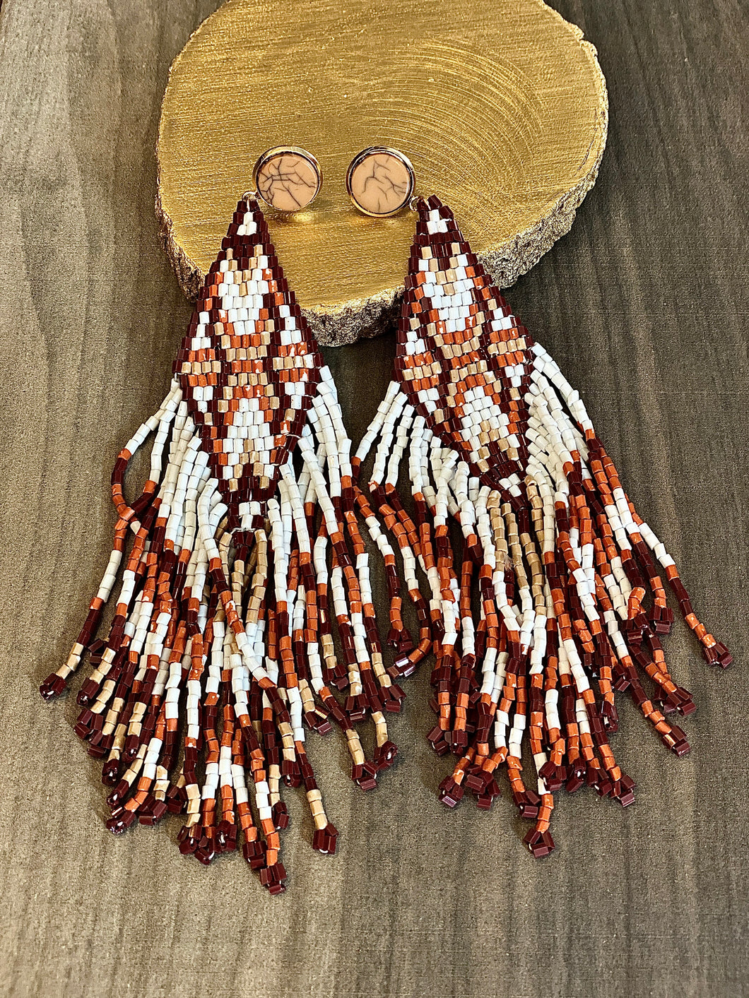 Hanging Indian Bohemian Beaded Oversized Earrings