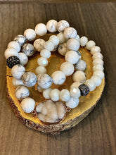 Load image into Gallery viewer, White Beaded Three Piece Stacked Bracelet
