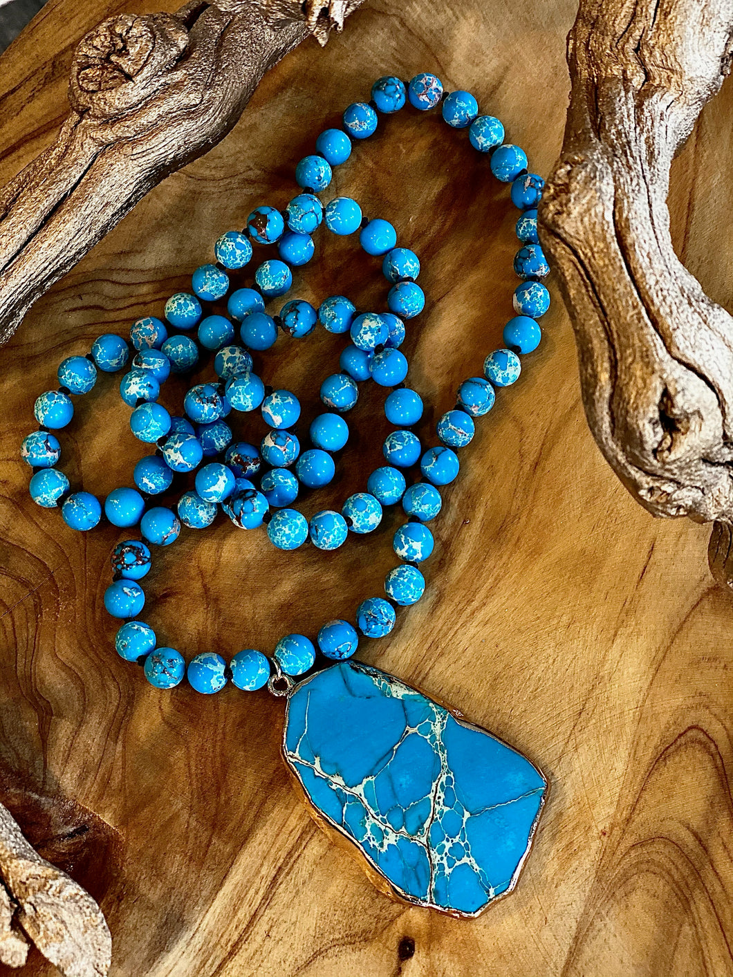 Turquoise Beaded Bohemian Pendant Necklace